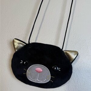 Hallmark Girls Halloween Cat Bag Gold Black Velvet Purse Toddler Kids String